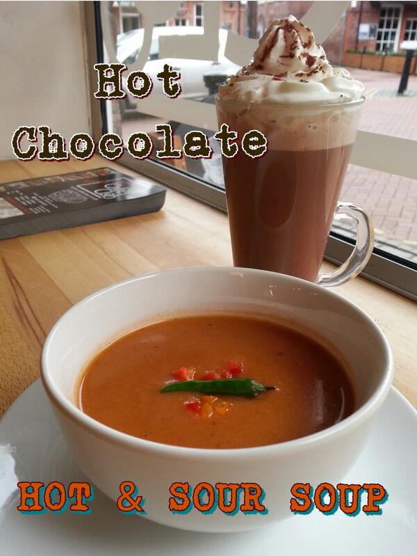 CafeCleo's tweet image. Warm yourself up on this windy day with our HOT &amp;amp; SOUR SOUP or HOT CHOCOLATE