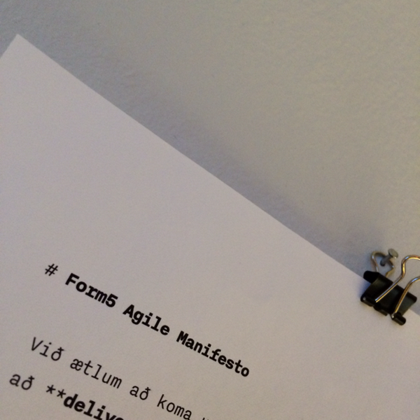 Form5's tweet photo. #agile process improvements. Good things start with a manifesto. http://t.co/fKrgim7bgI