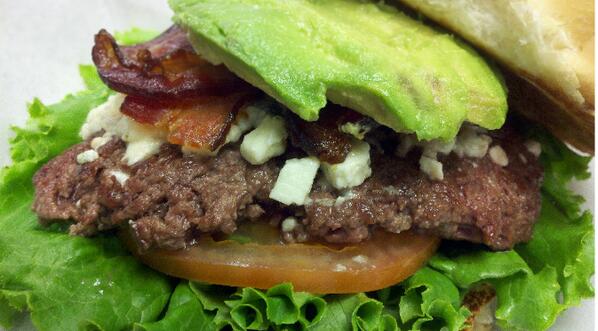 AJBombers's tweet photo. Avocado? Check. #Bacon? Check! Blue Cheese crumbles? Of course! #ABCBurger at your service! http://t.co/qeSfmVN7hH