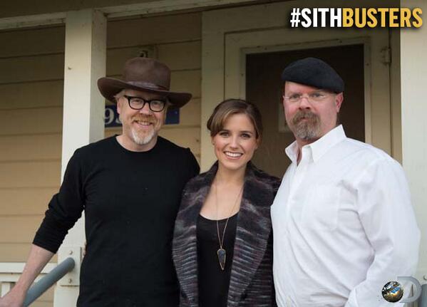 MythBusters's tweet photo. .@SophiaBush was a champ working on that painful grappling hook scene! #SithBusters http://t.co/4MGo6tCy3w http://t.co/M0YtqohYL1