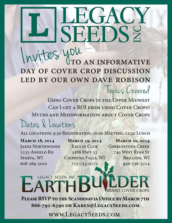 LegacySeedsInc's tweet photo. Mark your calendars &amp;RSVP! @LegacySeedsInc &amp; @PlantCoverCrops are hosting 3days of informative Cover Crop discussion! http://t.co/byHSIUCcNt