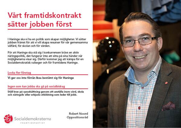 SHaninge1's tweet photo. Satsa på jobben, satsa på #Haninge @Noord http://t.co/PMhQrVV4Il