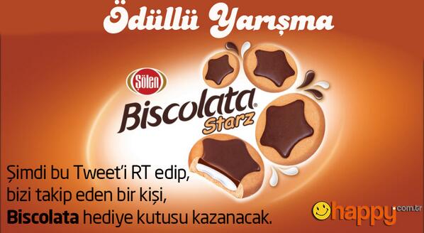 Şimdi bu Tweet’i RT edip, bizi takip eden bir kişi, Biscolata hediye kutusu kazanacak.