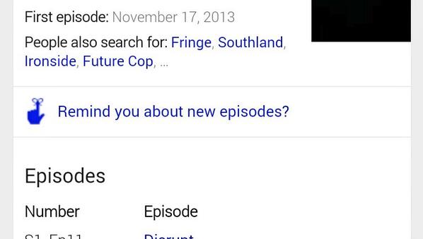 rothbourne's tweet image. Thank you Google Now for finally including this &quot;remind you about new episodes?&quot; Feature! #GoogleNowLauncher