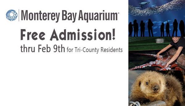 SantaCruzPL's tweet photo. Free admission to @MontereyAq thru 2/9 for residents of Santa Cruz, Monterey, &amp; San Benito counties! http://t.co/NRla98uT6V