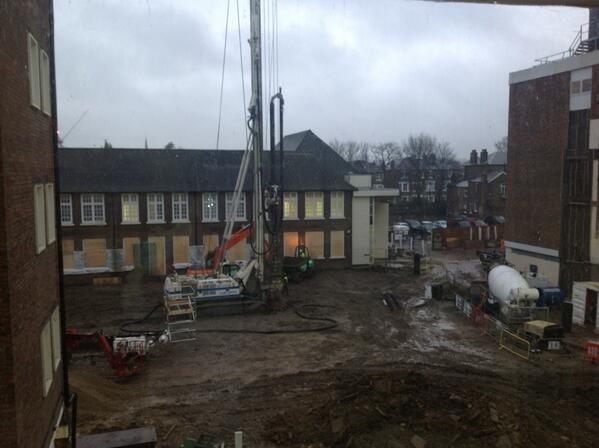 Redevelopment of University of West London, new foundations being laid.