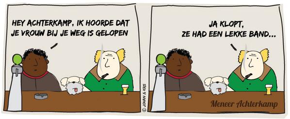 De vrouw van Meneer Achterkamp is bij hem weggelopen...  
#striphumor #humor 
RT, volg en zegt het voort! Dank u!