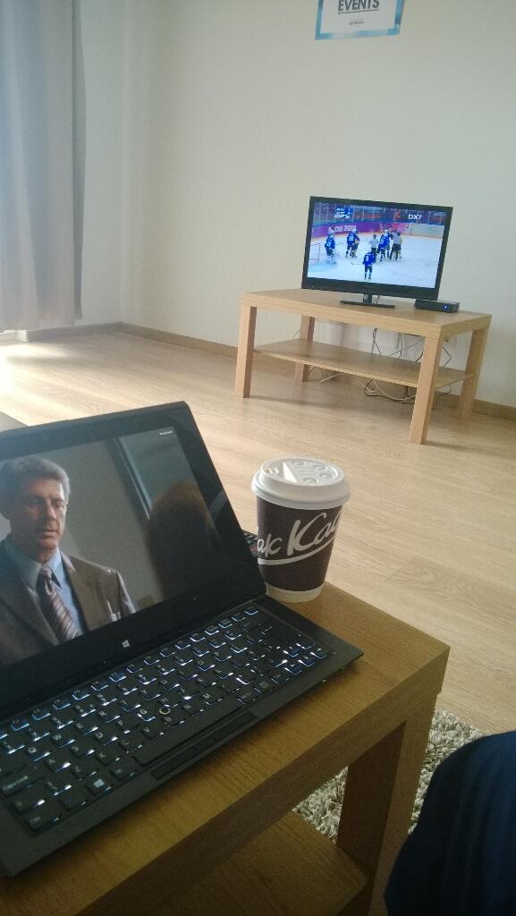 s1briggs's tweet photo. Chilling on competition day. Watch a series on laptop, Swe v Slo on tv and of course don't forget the coffee. http://t.co/Aabvxwpc63