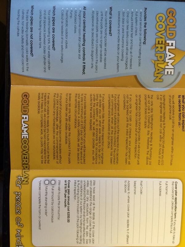 NottsHeat's tweet image. Landlords ... Gold flame cover £14.99 per month &amp;amp; include land lord safety check ...