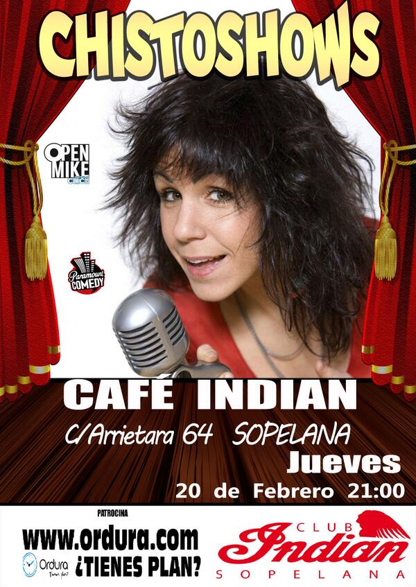 Jueves de monologos locos en tu pub indian Sopelana. Ya sabes.... te esperamos!!