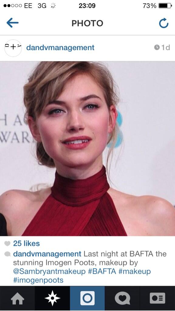 Had great fun on Sunday making up stunning Imogen Poots for the #BAFTAs It wasn't a very difficult job! #imogenpoots