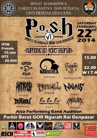P.O.S.H VI sabtu 22.04.2014 @ GOR. Ngurah Rai DPS. \m/ htm : 15rb .. ots 20rb
