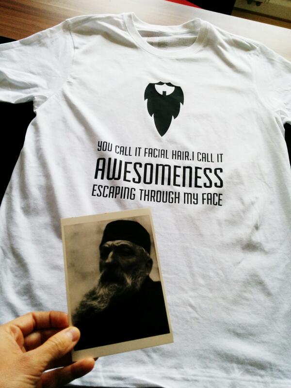 nachocoloma's tweet photo. Bonus: my T-shirt arrived with a postcard of Auguste Rodin! (awesome beard btw) Thanks @TheBeardForce, you guys rock http://t.co/07S1XFebJX