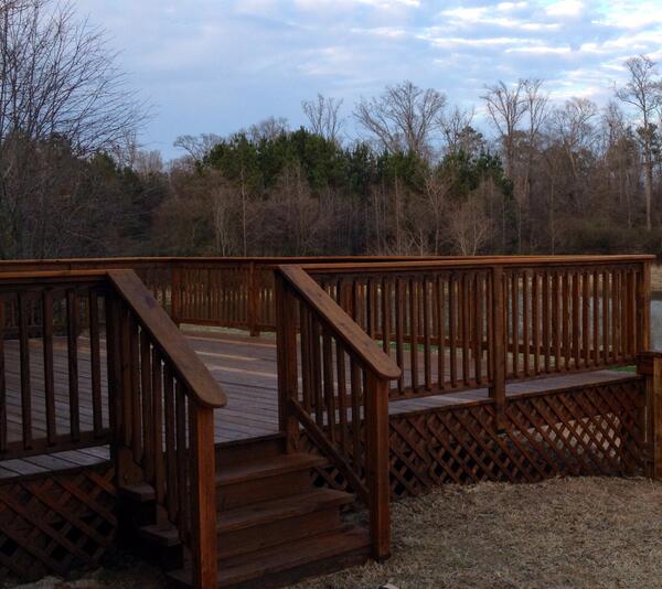 We offer complete exterior wood restoration! Let us know what you think about this deck we just completed