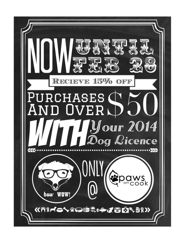 pawsoncook's tweet photo. Prices will be going up for licences Feb 28th. Come to Paws on Cook for yours and take advantage of our great deal! http://t.co/wri88PF9NB
