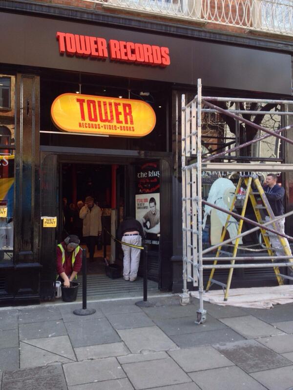 It's still having its make up touched up but the new location <a href="/TowerDublin/">Tower Records Dublin</a> is open for biz #waterstonesthrowaway