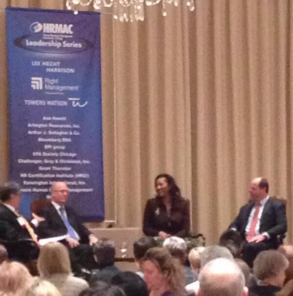 HRMACChicago's tweet photo. Panelists from @IDEX @YWCAChicago @TWGinfo begin speaking with moderator #PhilPonce at the 2014 Leadership Series http://t.co/BrHHQCuqFh