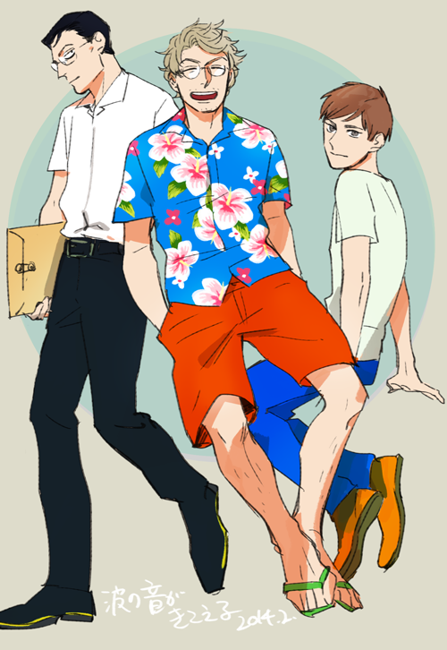 「好きって言ってもらえたんで波の音の三人 適当に描き始めたら謎空間に 」|朝田ねむいのイラスト