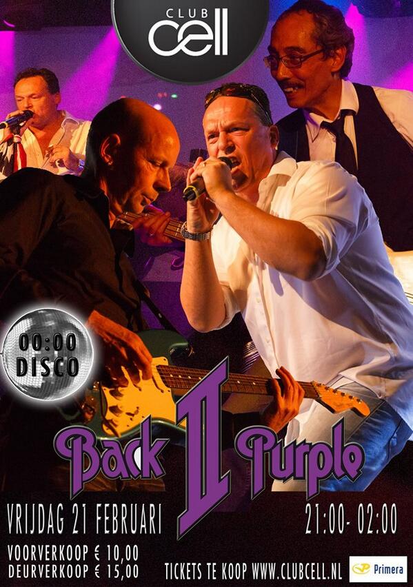 Vrijdag gaan we terug in de tijd met live band Back2Purple. Er zijn nog een paar kaarten beschikbaar!