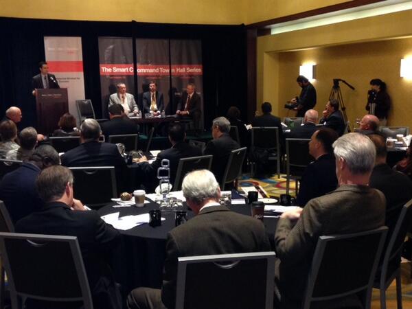 wcolston's tweet image. Overflow audience discussing defense acquisition strategies @BoozAllen&apos;s Town Hall in L.A. #smartcommand