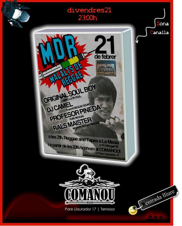 musicaterrassa's tweet photo. Dv21feb|23h @malaltsdereggae ORIGINAL SOUL BOY+DJ CAMEL+PROFESSOR PINEDA+RALS MAISTER @Comanou 21:30h La Masia #grati http://t.co/RnWIRWNRD4