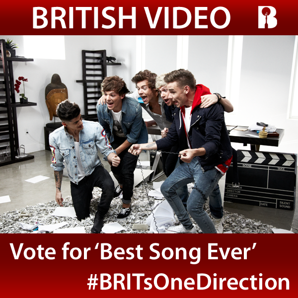 BRITs's tweet photo. Vote for @OneDirection's 'Best Song Ever' to win British Video #BRITsOneDirection #BRITs2014 http://t.co/mWJaEZLSOS