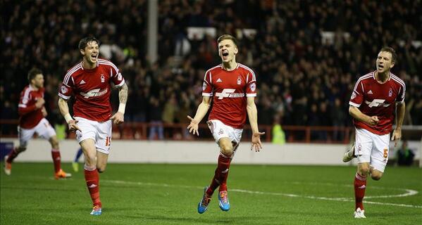 ACTION SHOT: <a href="/jamiepaterson12/">Jamie Paterson</a> celebrates after drawing #NFFC level against Leicester