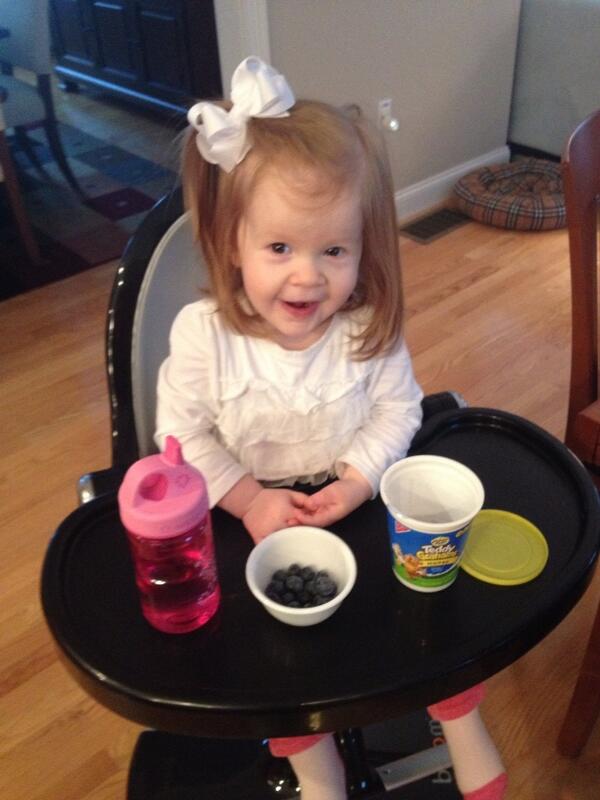 My sweet girl! Enjoying snack time.