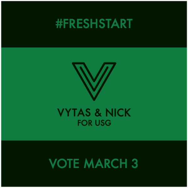 VytasAndNick's tweet photo. Vytas and Nick are running for USG! Follow our progress at http://t.co/5KxSG5GklZ and VOTE on March 3rd! http://t.co/C526VL3YQp