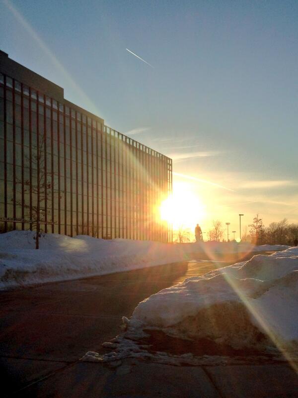 GVSU's tweet photo. Nice shot! RT @dietz_e: Great end to a beautiful day #tshirtweather #nofilter #MIPlibrary #GVSU http://t.co/zysJnXZthQ