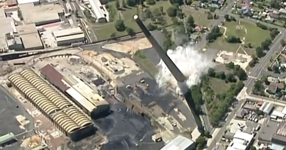 BreakfastMMM's tweet photo. Footage filmed from a helicopter as the the Port Kembla stack fell: http://t.co/bhjnH1uVhI #stackdemo http://t.co/ophWac8mGi