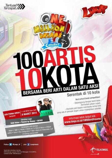 ALEXAtheBand's tweet photo. Tanggal 9 Maret nonton kita yuk di One Million Dreams Concert. Baca infonya di @loop_id at...  http://t.co/txzJVqg56T http://t.co/Y4gEpS55YJ