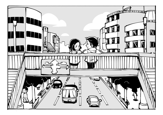 お絵かき:歩道橋 