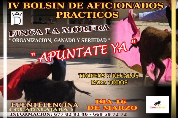 FERIA DE INVIERNO FINCA LA MORERA 2014
BOLSIN AFICIONADOS PRACTICOS
DOMINGO DIA 16 DE MARZO DE 2014
NO TE LO PIERDAS