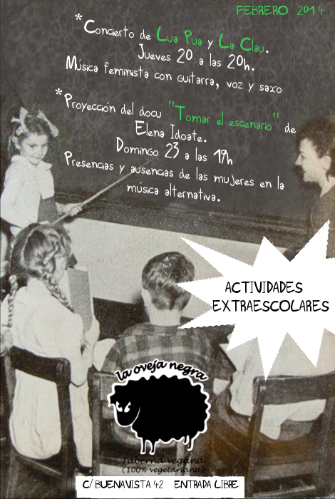 MusicalBBAAUCM's tweet photo. Hoy a las 20h, Conci LuaPua y LaClau Música Feminista con Guitarra Voz y Saxo en Taberna Oveja Negra. C/Buenavista 42 http://t.co/h0DWh6uEnm