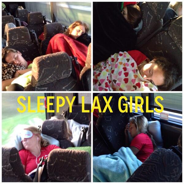 Early morning bus=sleepy college laxers  #bustrips #getcomfy #offtonc