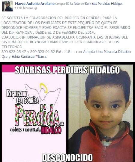 qtf's tweet photo. AYUDA URGENTE Niño aparece en calidad de desconocido. @AAMBER_mx @DIFNACIONAL_DIF 
Juntos es más fácil RT 
#FernandaF http://t.co/2Dgv5QUnH3