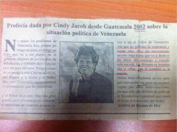 Profecía dada por Cindy Jacob en el 2002 para Venezuela; confiemos en Dios que si saldremos de esta.