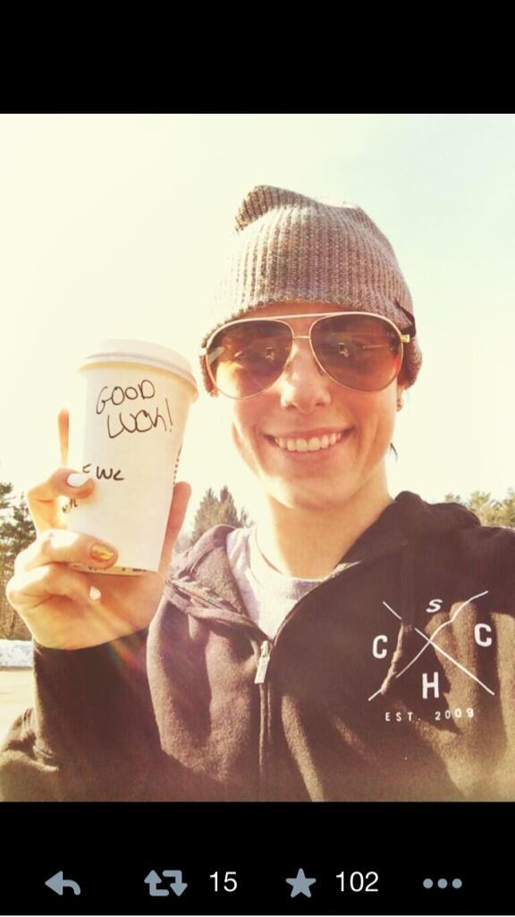 saucehockey's tweet photo. Thanks to @Hilary_Knight (USA) for sending us this pic wearing Sauce in Sochi! http://t.co/LdxMTzFNvx