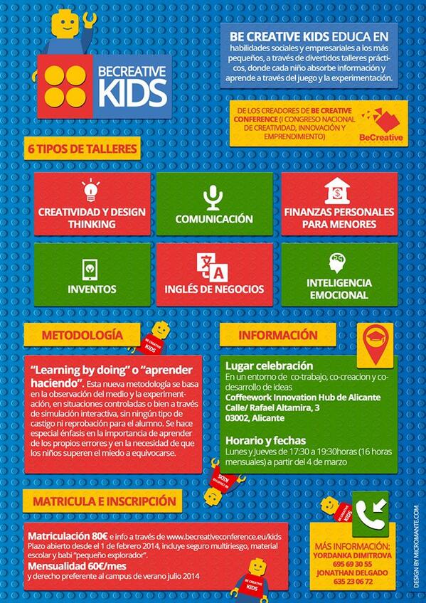 BeCreativeConf's tweet image. ¡Últimos días para inscribirte en el taller gratuito de #BeCreativeKids! 27 de feb en Alicante bit.ly/MgesS4