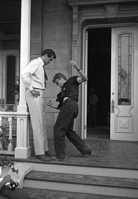 filmbufftoronto's tweet image. Rock Hudson and James Dean on the set of GIANT (1965).  #cockpunch