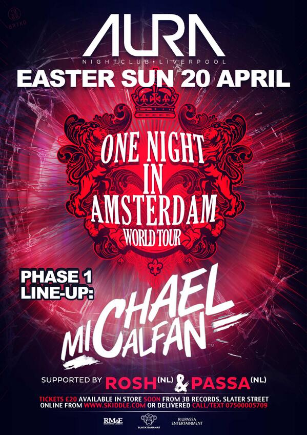 Proud to announce One Night in Amsterdam is going to be hosting a MASSIVE event at Aura....Phase 1 of lineup: