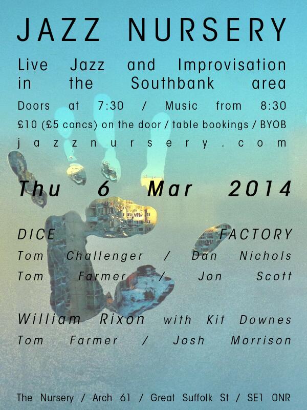 In two weeks time at JazzNursery.com <a href="/tomchallenger/">thomas challenger</a> <a href="/dan___nicholls/">Dan Nicholls</a> <a href="/jonscottdrums/">Jon Scott</a> @KitDownes <a href="/JMorrisonDrums/">Joshua Morrison</a>