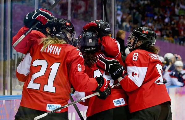 espn's tweet image. It’s Gold for Canada!

The women’s hockey team wins gold for the fourth straight Winter Olympics. #USAvsCanada
