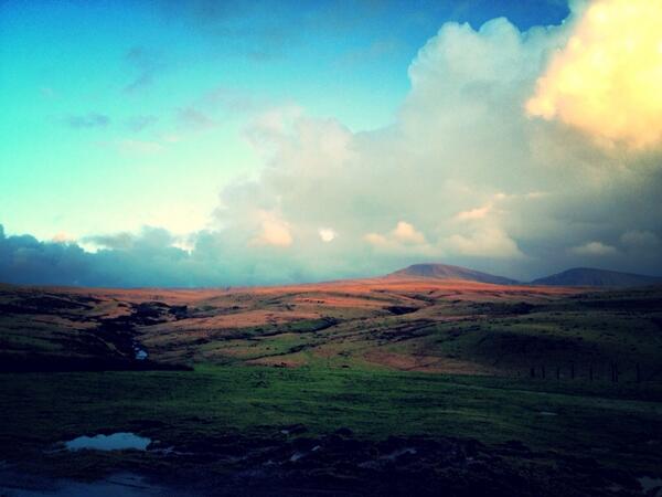 Took scenic route home from Dolaucothi via Myddfai and Gwynfe. Carmarthen Fans in full evening glory. Mmmm