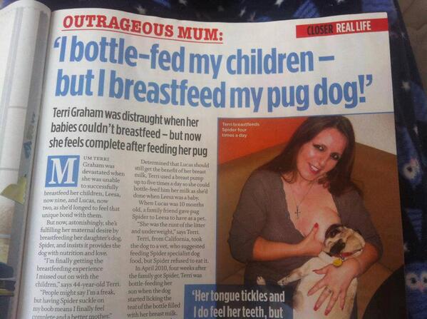 RomarickG's tweet photo. Ya vraiment des gens bizarre , elle donne le sein à son chien putain http://t.co/nX6eIXxszZ
