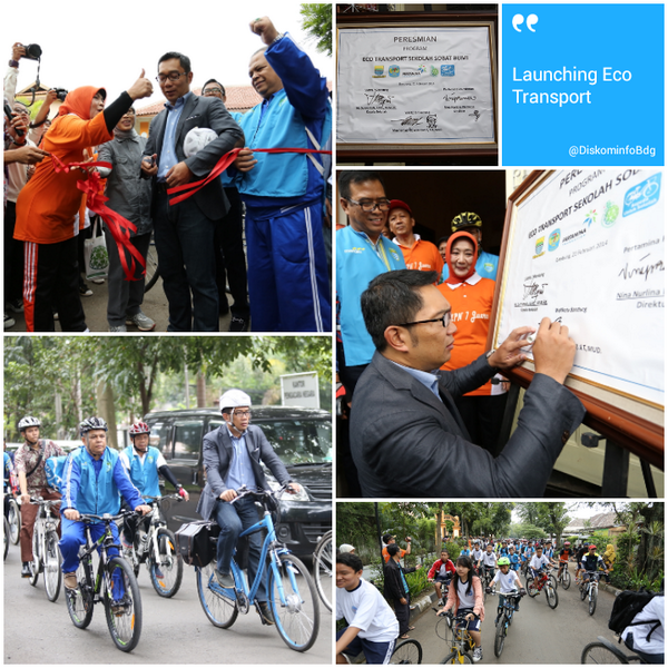 Walkot Bdg <a href="/ridwankamil/">Ridwan Kamil</a> Launching Eco-Transport Sekolah Sobat Bumi di <a href="/smpn7bandung/">SMPN 7 Bandung</a> kerjasama Pertamina Foundation