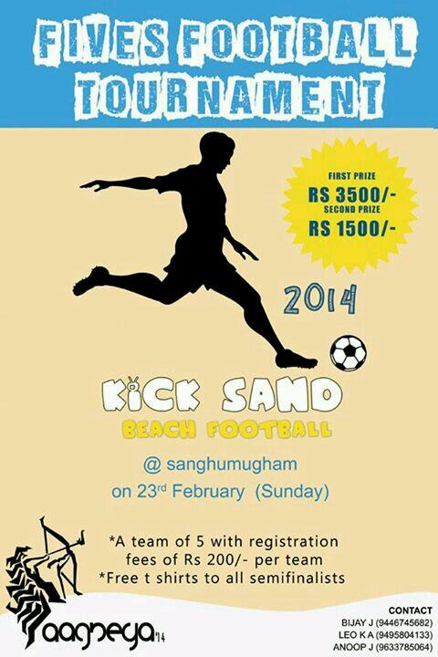 aagneya_gecbh's tweet photo. #aagneya14 presents beach football this sunday at shankumukham beach. be there... http://t.co/jCy16cvo1e