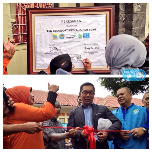 Walikota <a href="/ridwankamil/">Ridwan Kamil</a> meresmikan program Eco Transport Sekolah Sobat Bumi <a href="/smpn7bandung/">SMPN 7 Bandung</a> #infoBDG