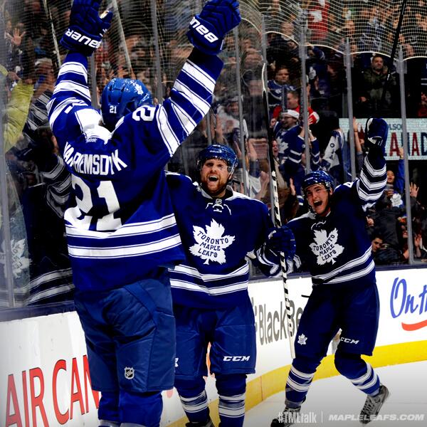 #TMLtalk photo: Up in arms! #Leafs celebrate JVR's clincher #NHL